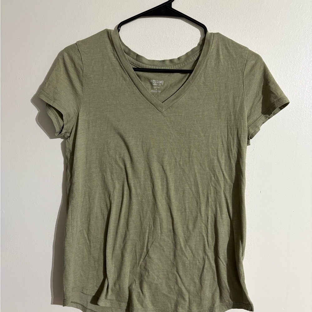 Mossimo Supply Co. Sage Green V-Neck Tee